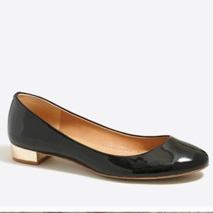 J Crew Janey Black Patent Gold Heel